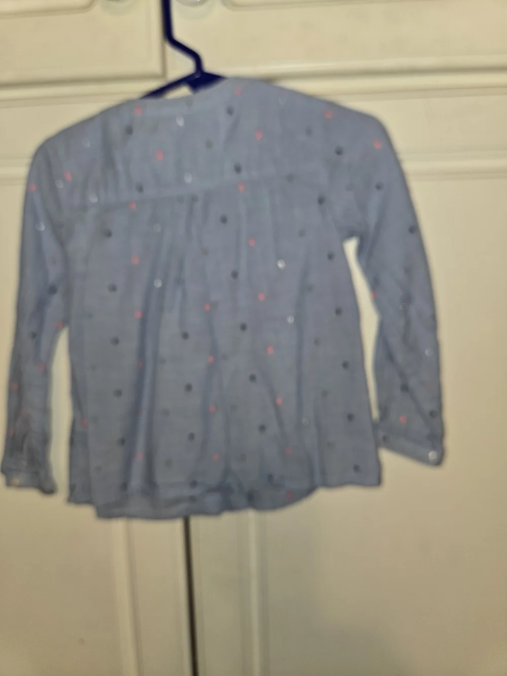 OshKosh B'gosh Light Blue Button-Front Shirt with Pink & Navy Dots